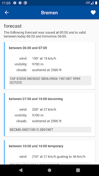 Aviation weather - METAR & TAF