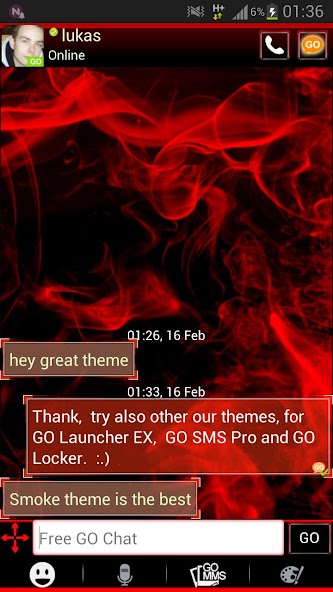 Red Smoke Theme GO SMS PRO