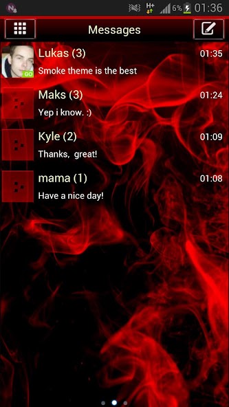 Red Smoke Theme GO SMS PRO