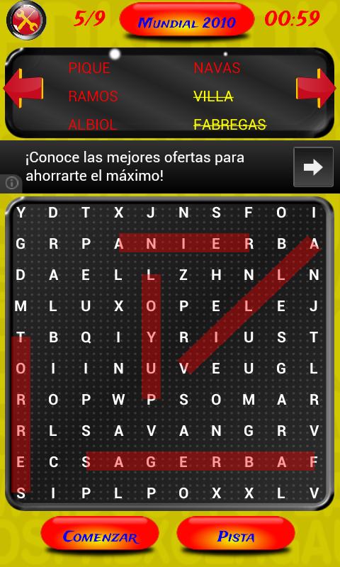 Word Search Game Spain Soccer