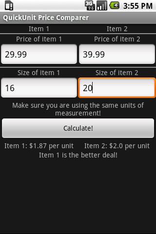 QuickUnit Price Comparer