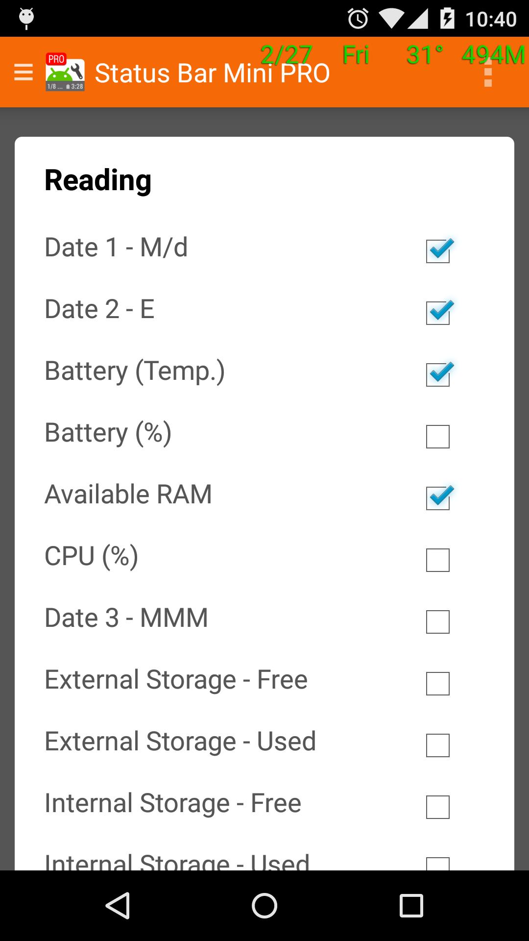 Status Bar Mini