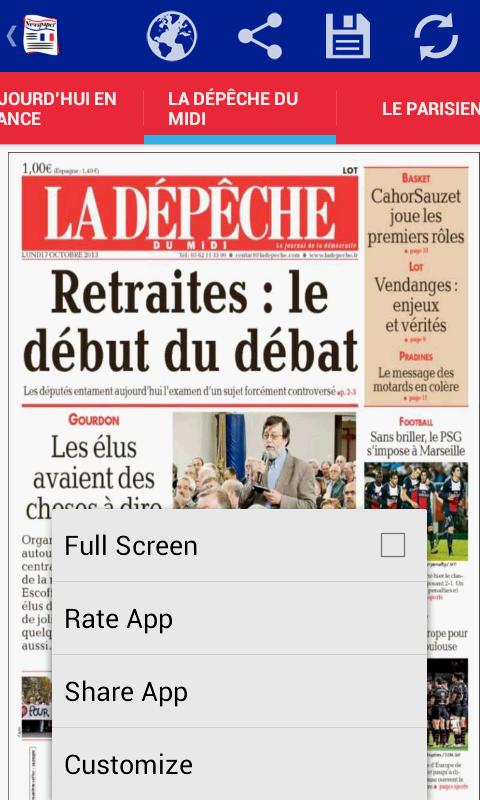 Front Pages of France