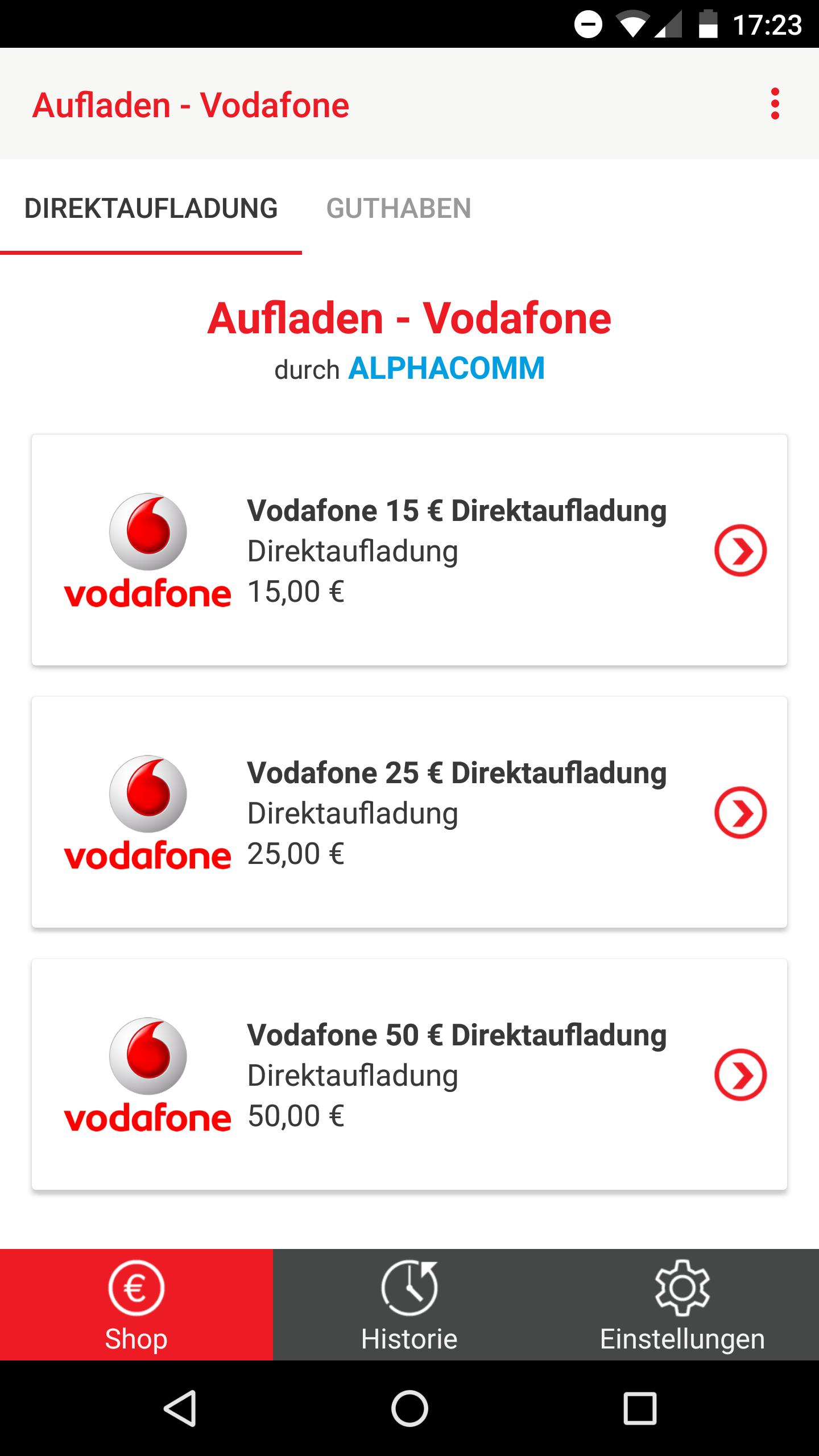 Vodafone - Prepaid Guthaben Aufladen