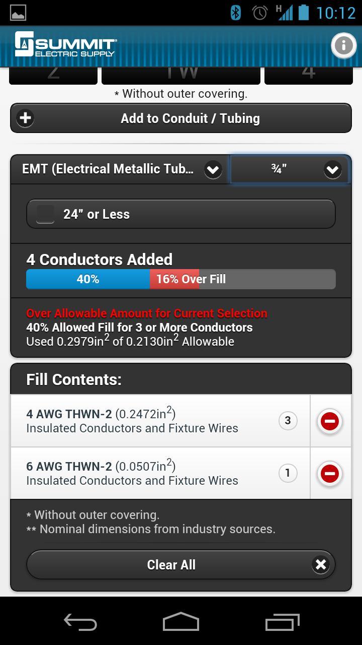 Conduit Fill Tracker