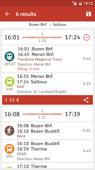 Timetable South Tyrol