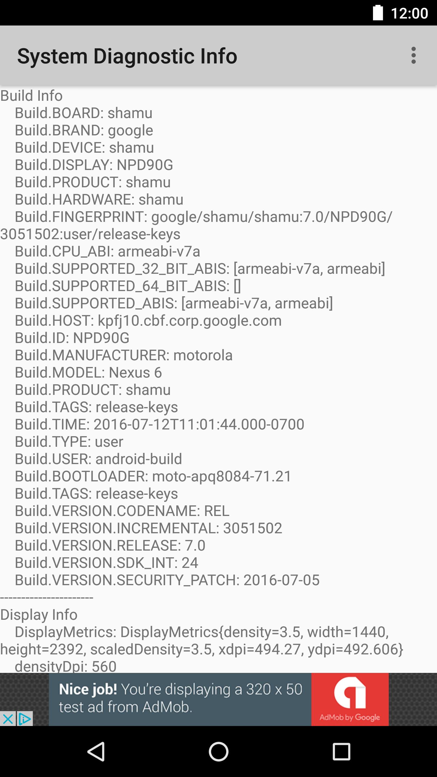 System Diagnostic Info