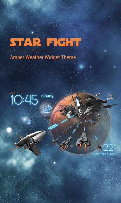 3D Space Fighting Clock Widget