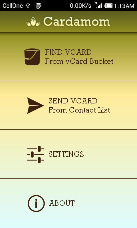 Cardamom : Send vCards via SMS