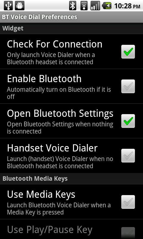 Bluetooth Voice Dial Widget