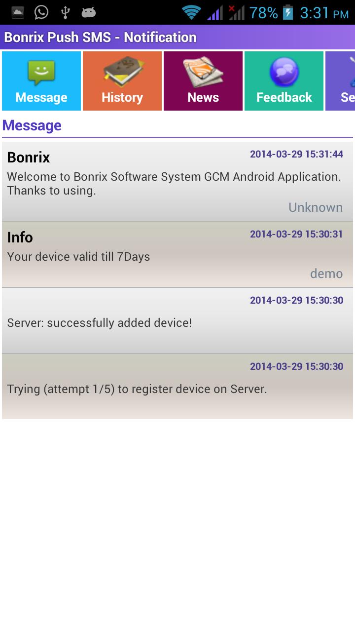 Bonrix Push SMS - Notification