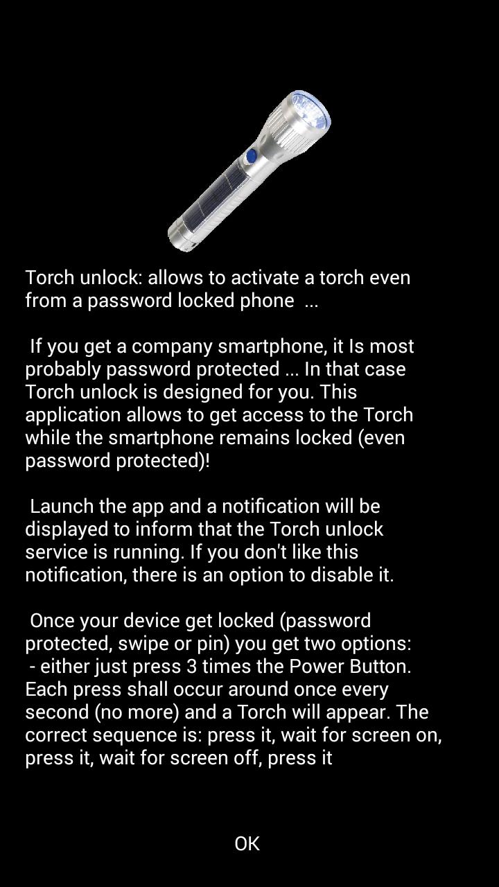 Torch Unlock power button