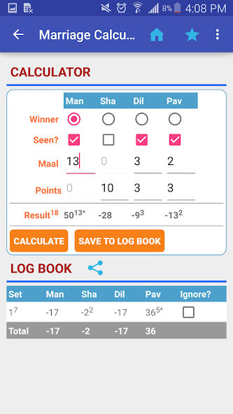 Marriage Taas Calculator