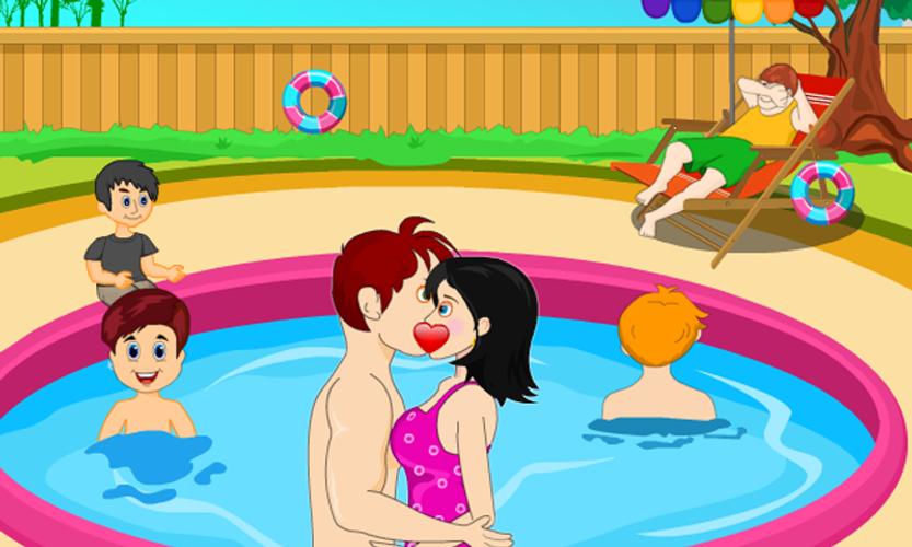 Casual Swimming Pool Kissing