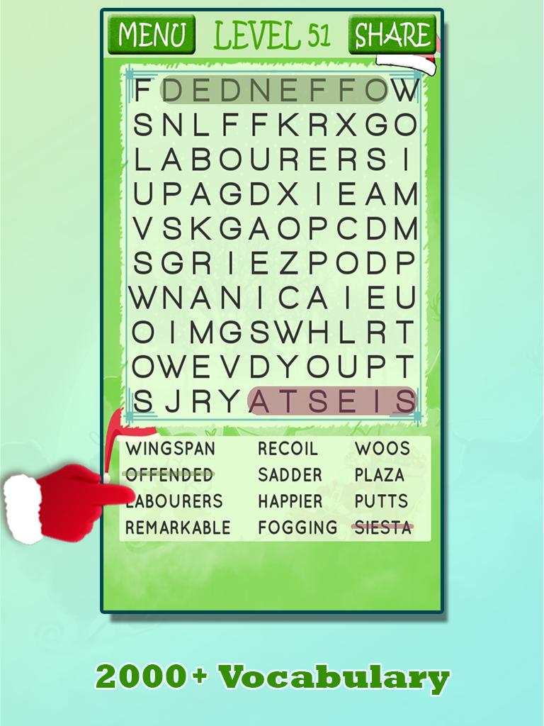 Christmas Word Search Swipe