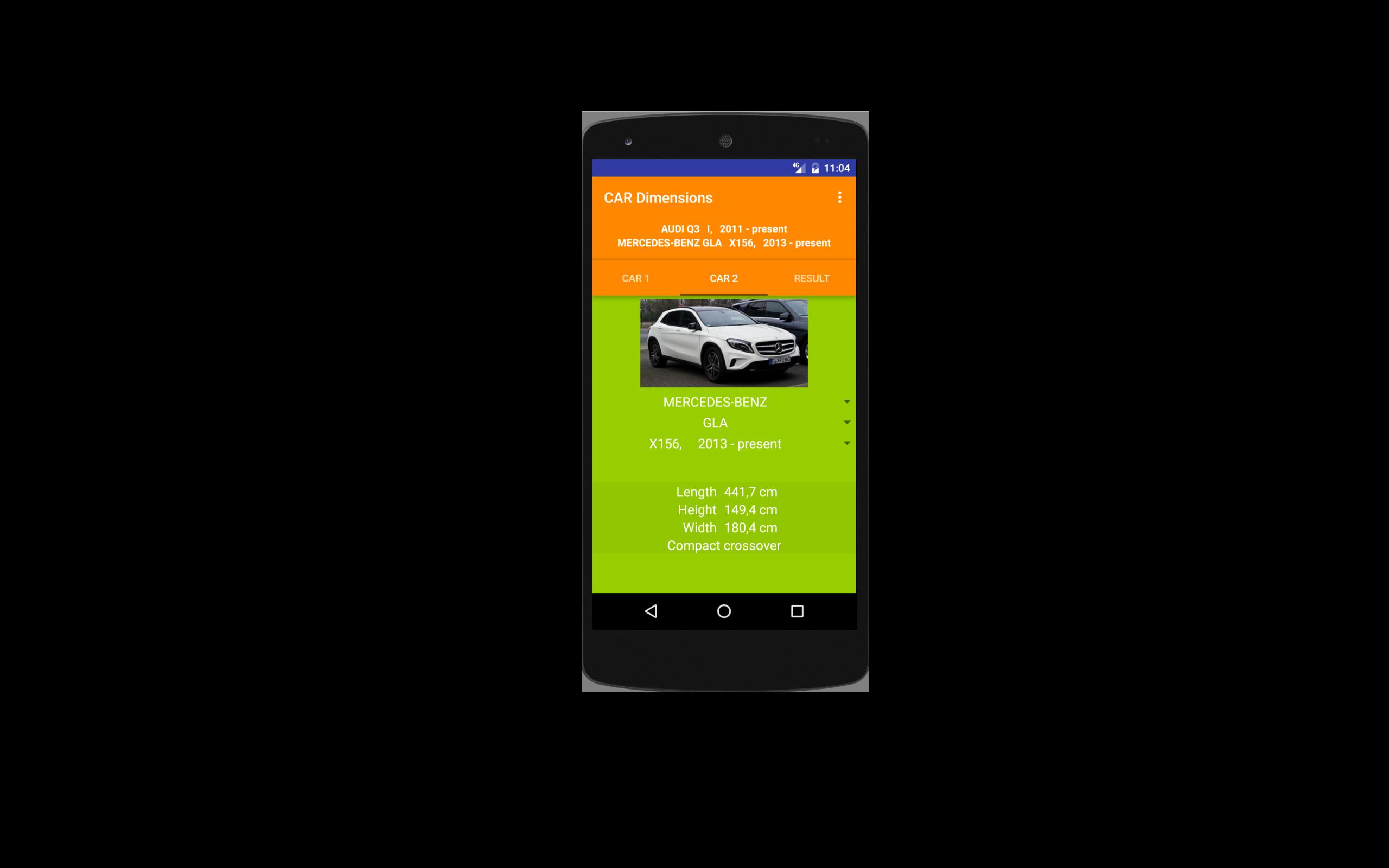 Car size comparison tool
