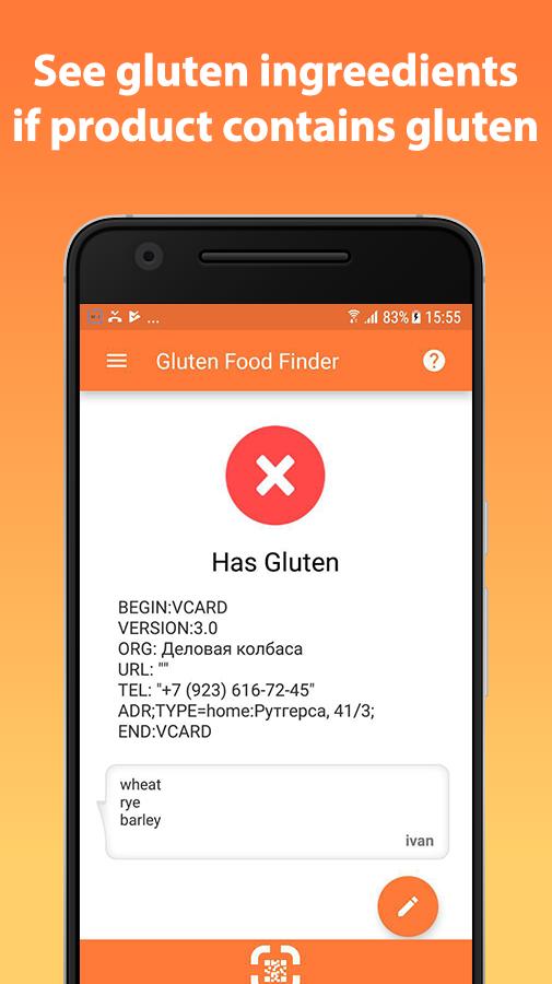 Gluten Free Food Finder