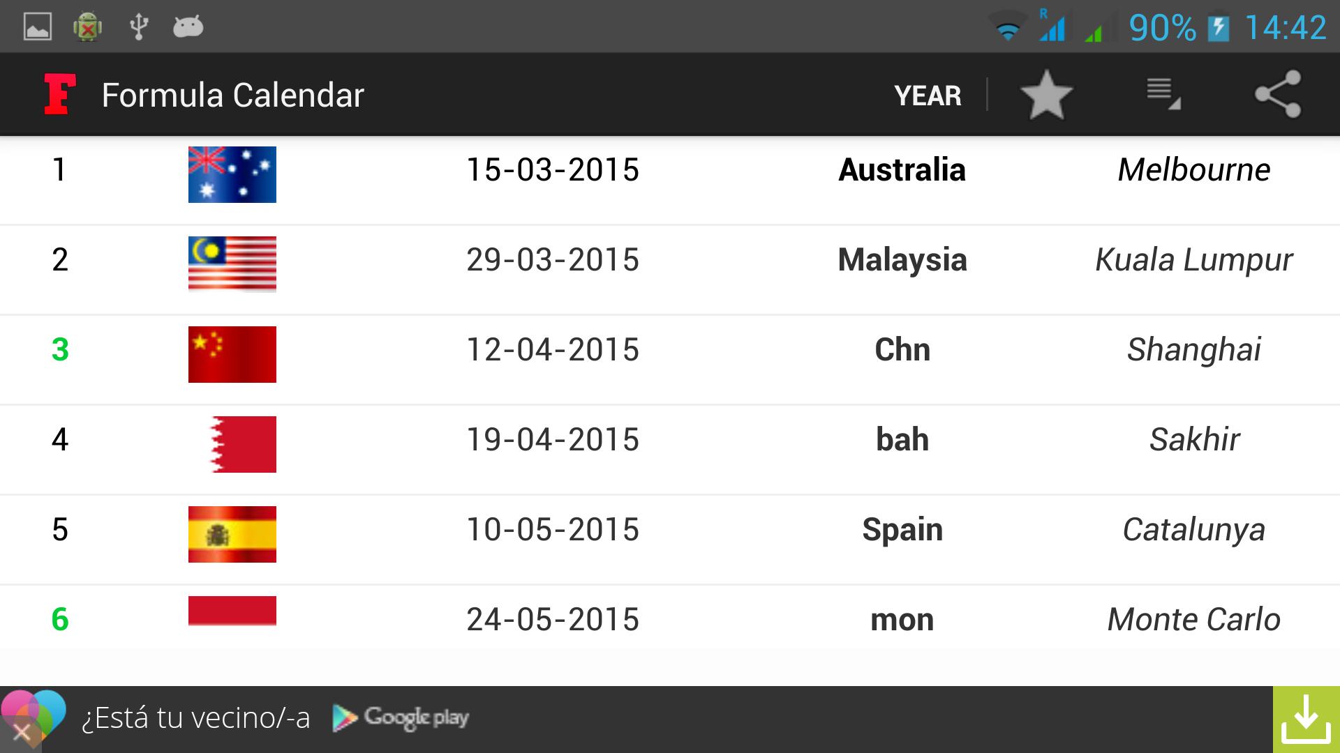 Formula Calendar