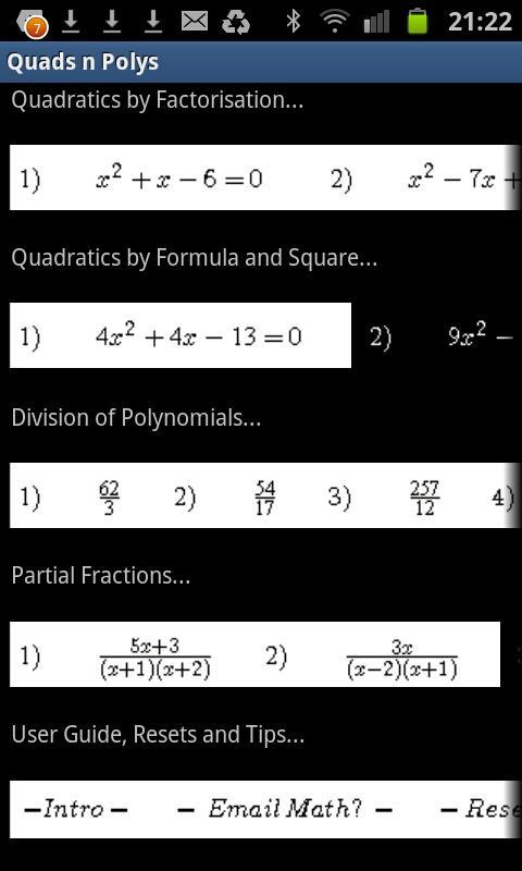 Quadratics & Partial Fractions