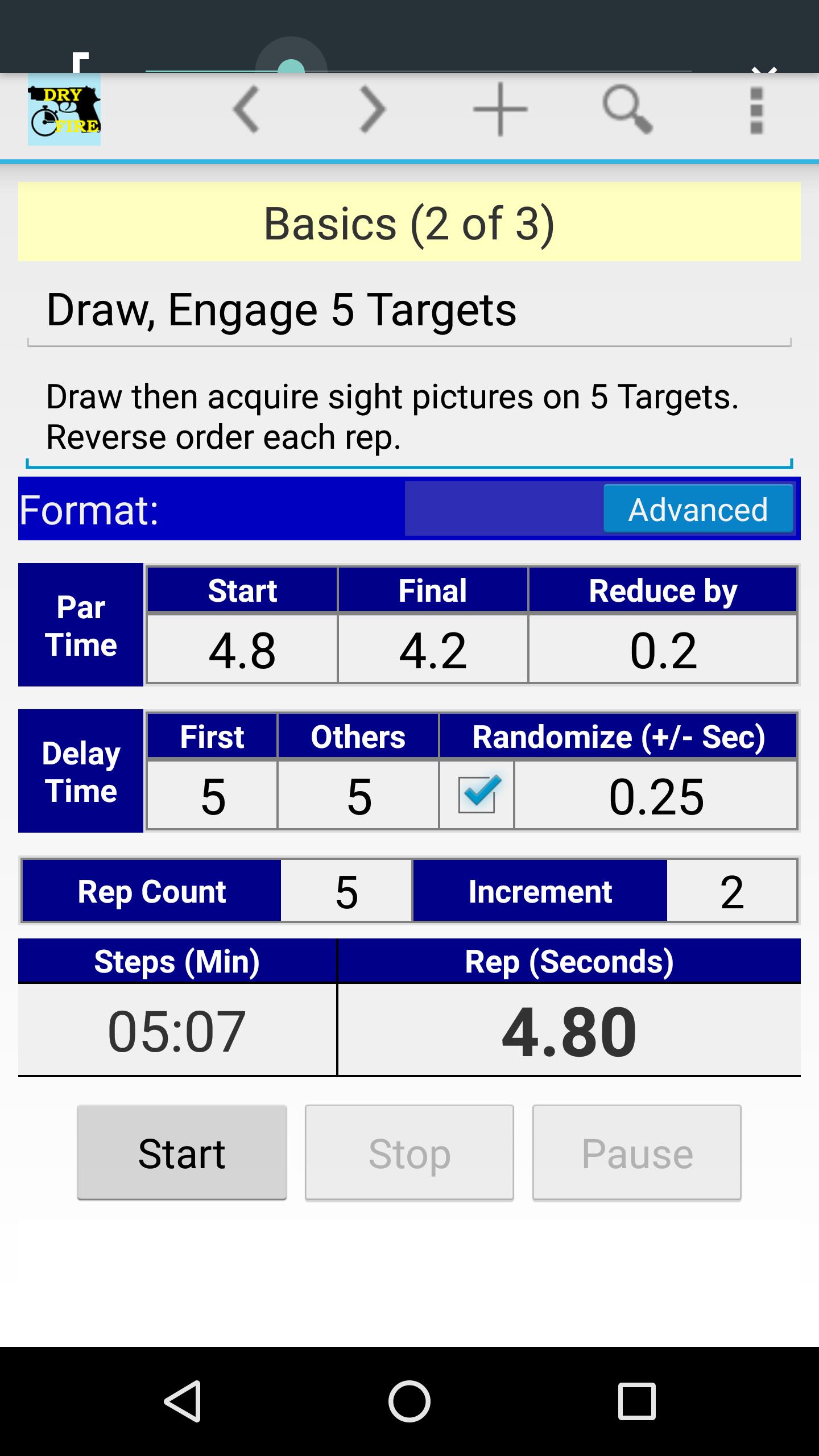 Dry Fire Par Time Tracker