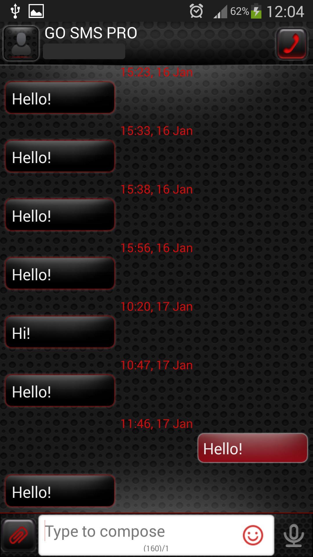 GO SMS Black Red Theme