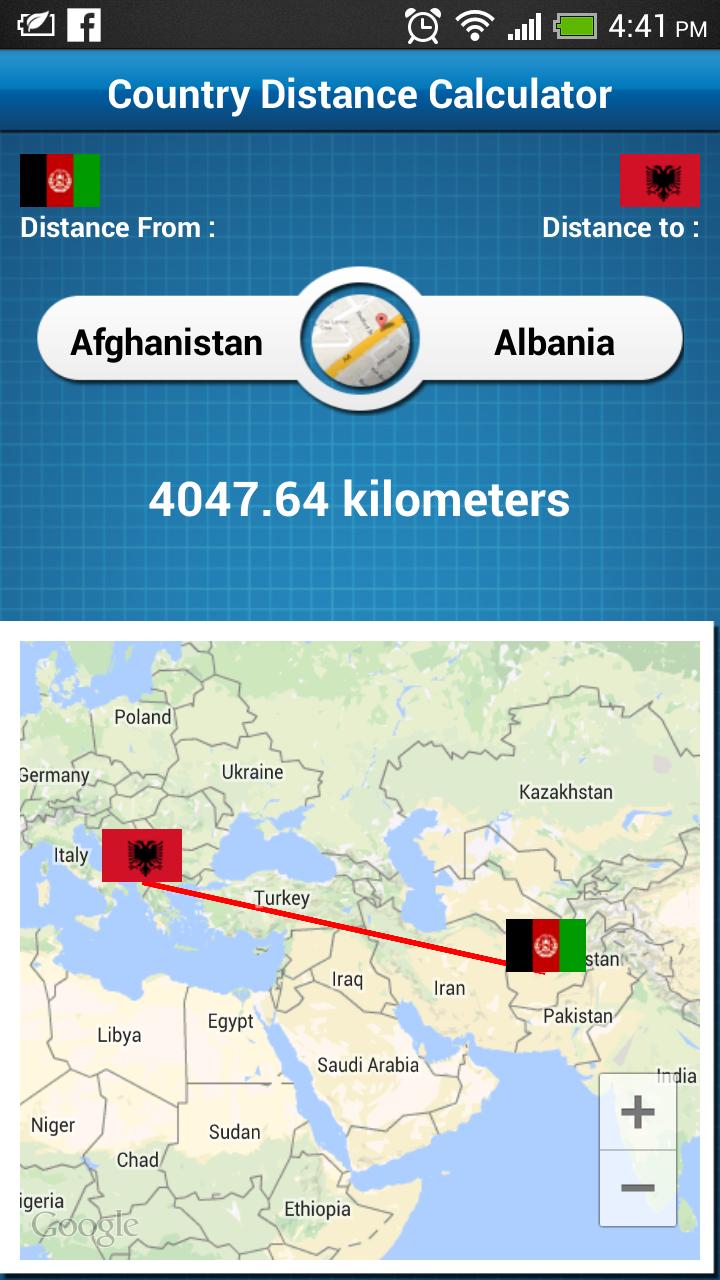 Country Distance Calculator