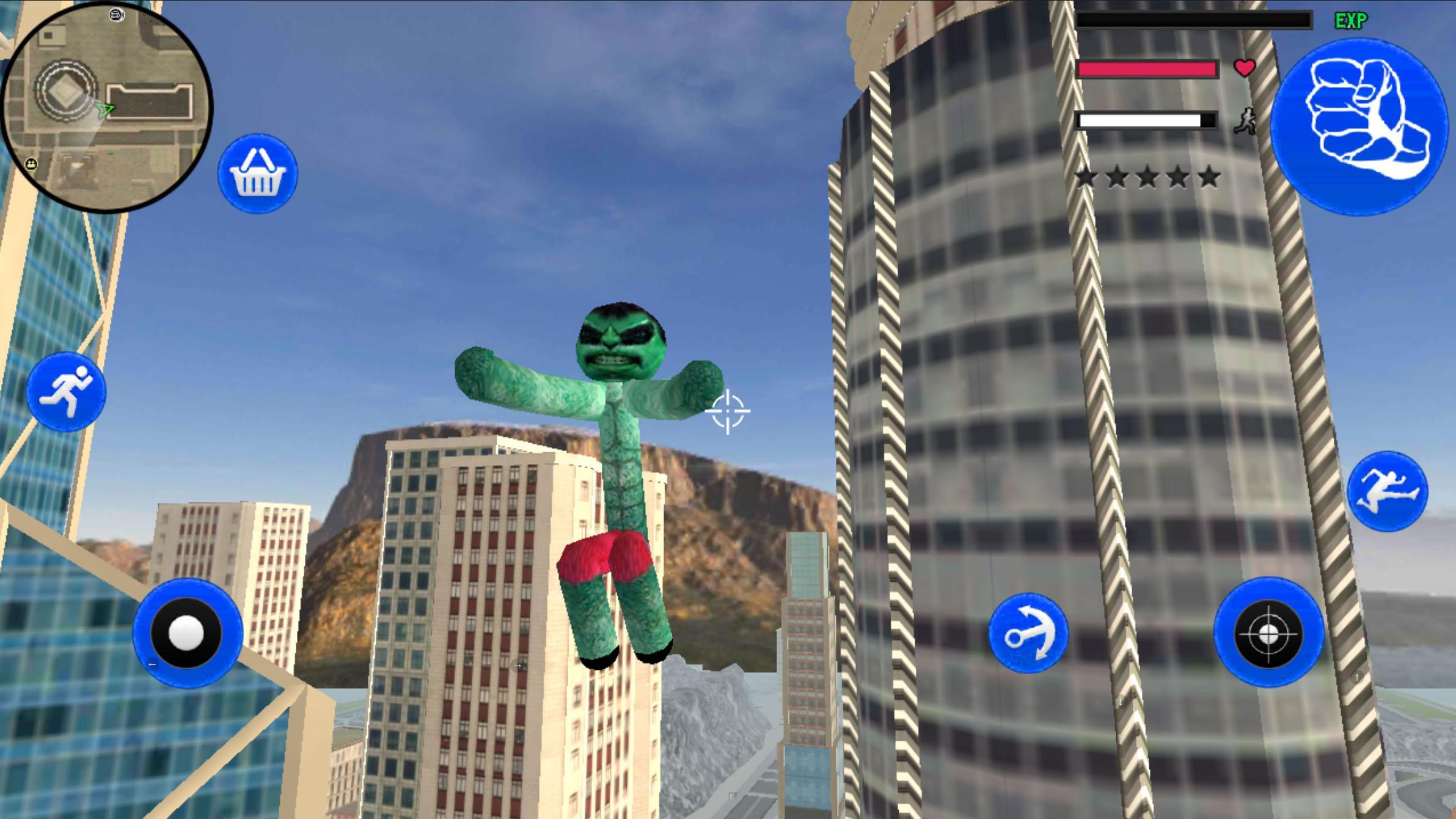 Amazing Hulk Stickman Rope Hero Gangstar Crime