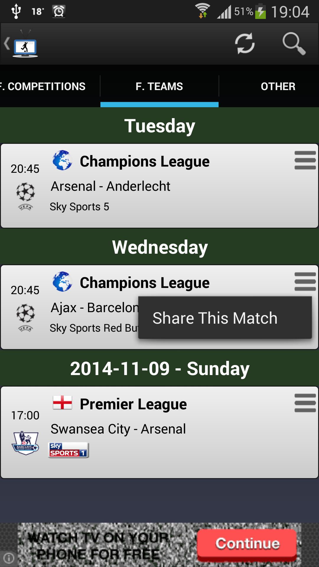 Football on TV Schedule