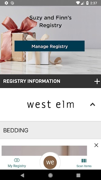 West Elm Registry