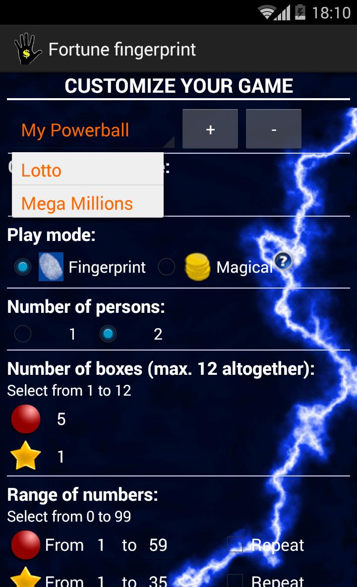 Fingerprint lucky number lotto