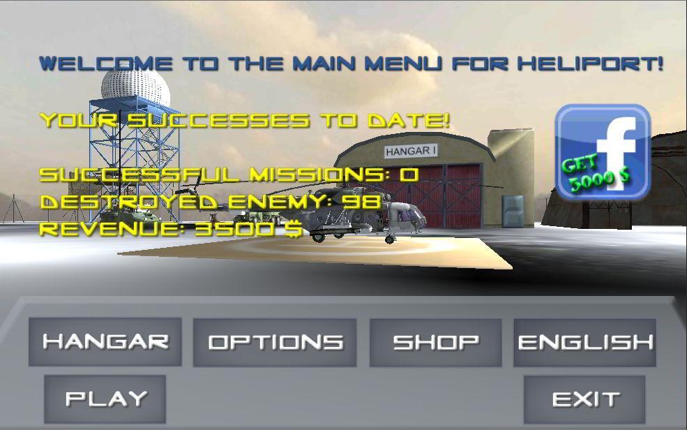 Heliport 3D helicopter gunship