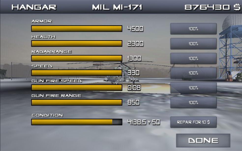 Heliport 3D helicopter gunship