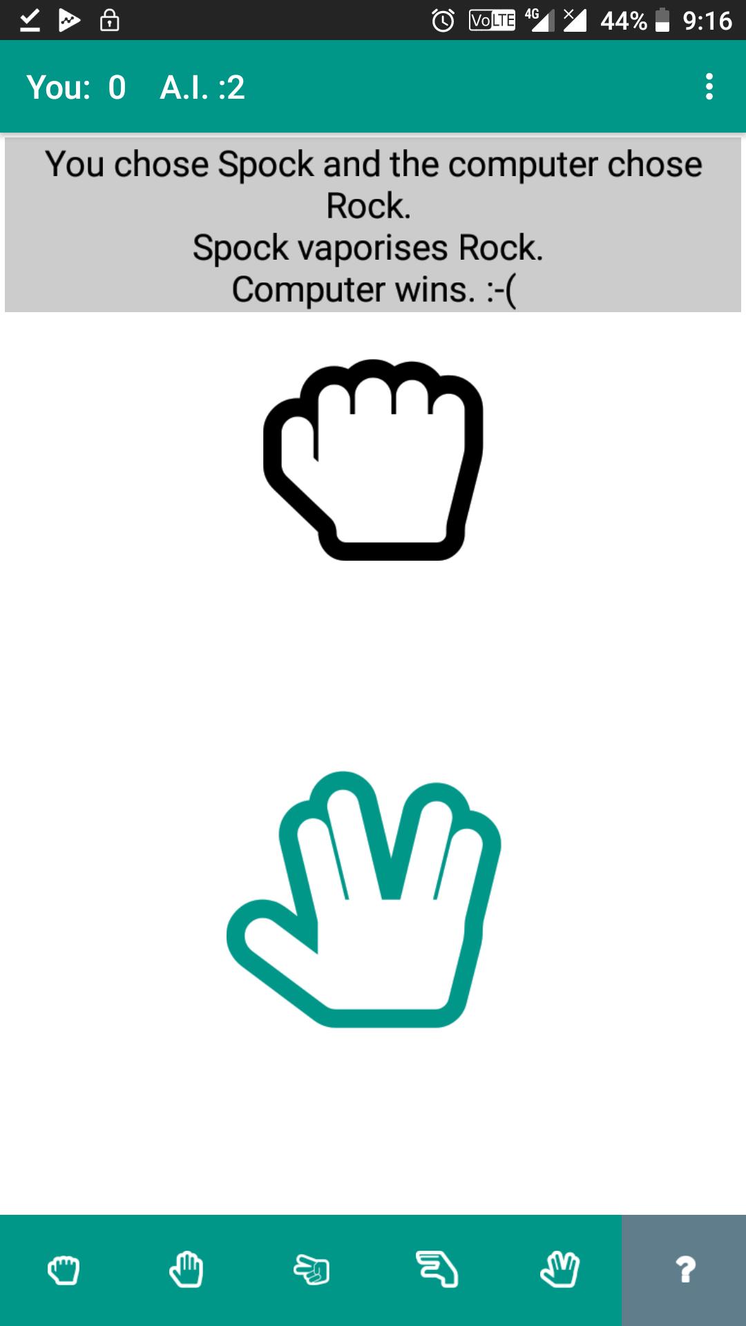 Stone Paper Scissor Game