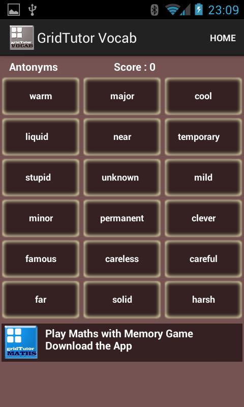 Play Vocab on gridTutor