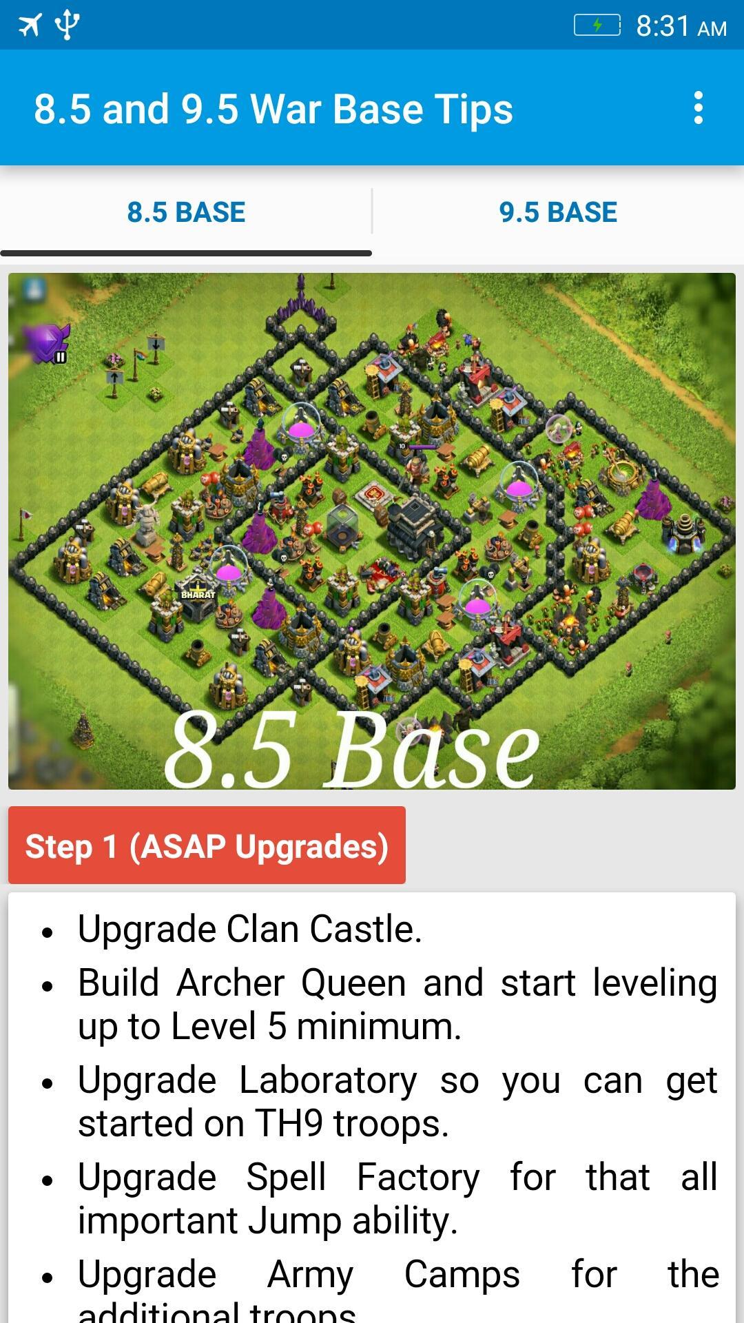 8.5 and 9.5 War Base Tips