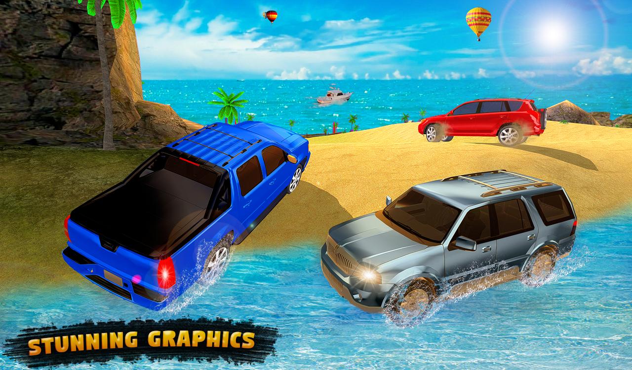 Jeep Drive Stunt Race : Water Surfer