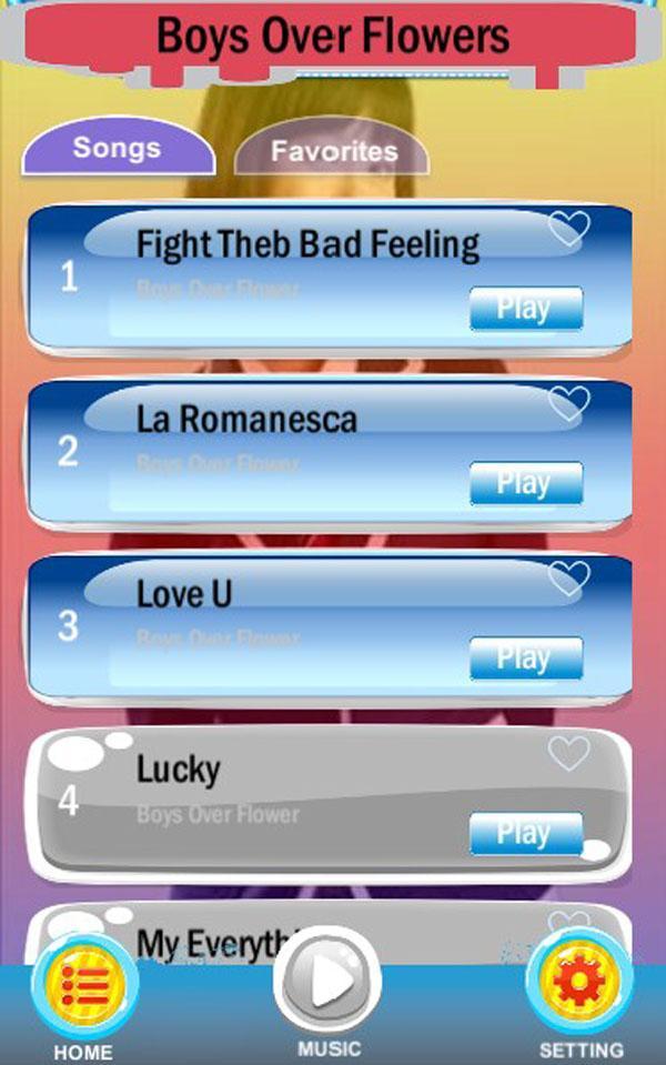 Boys Over Flowers Piano Tiles