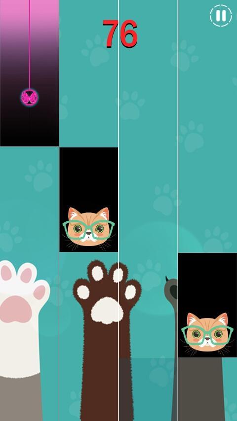 Cat Pink Piano Tiless