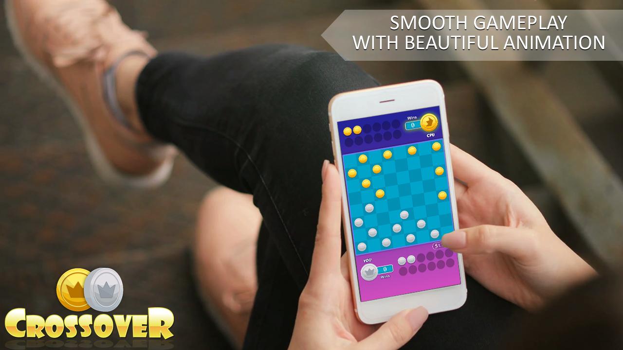 Crossover game - checkers board game