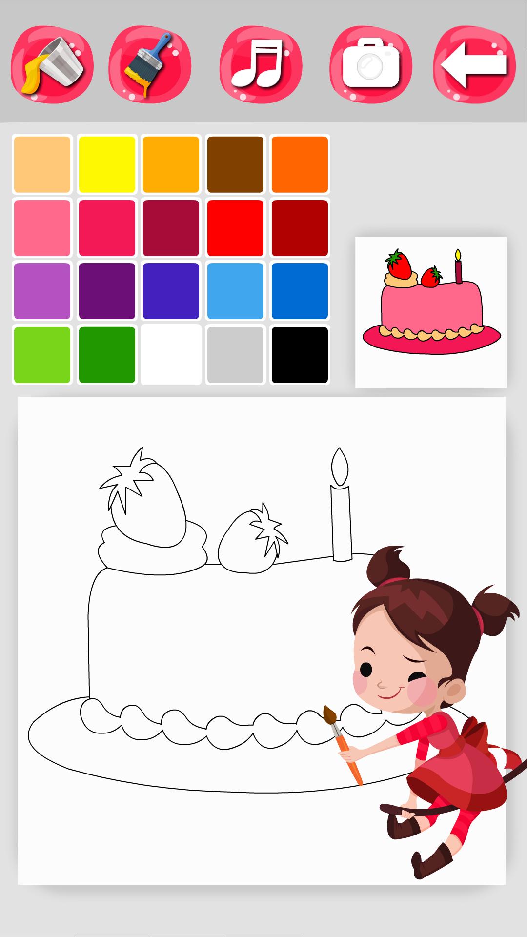 Happy Birthday Cake Coloring